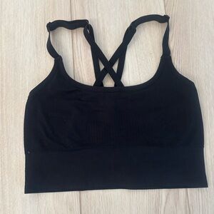 Women's Minimalist Black Cross-Back Bralette